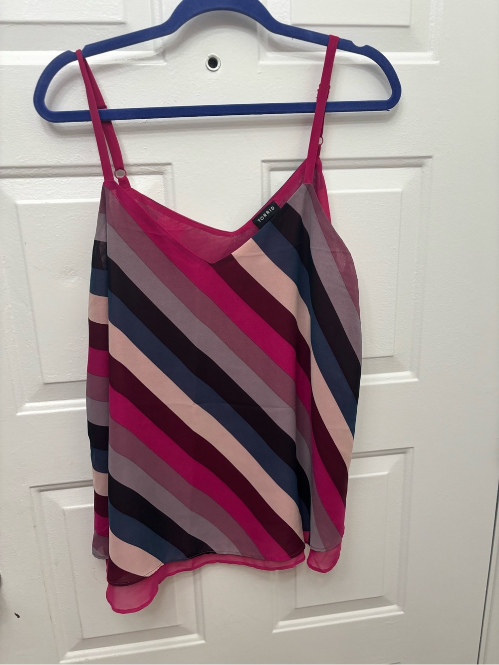 Torrid Raspberry Pink Striped Top Tank Size 0 - Picture 2 of 7